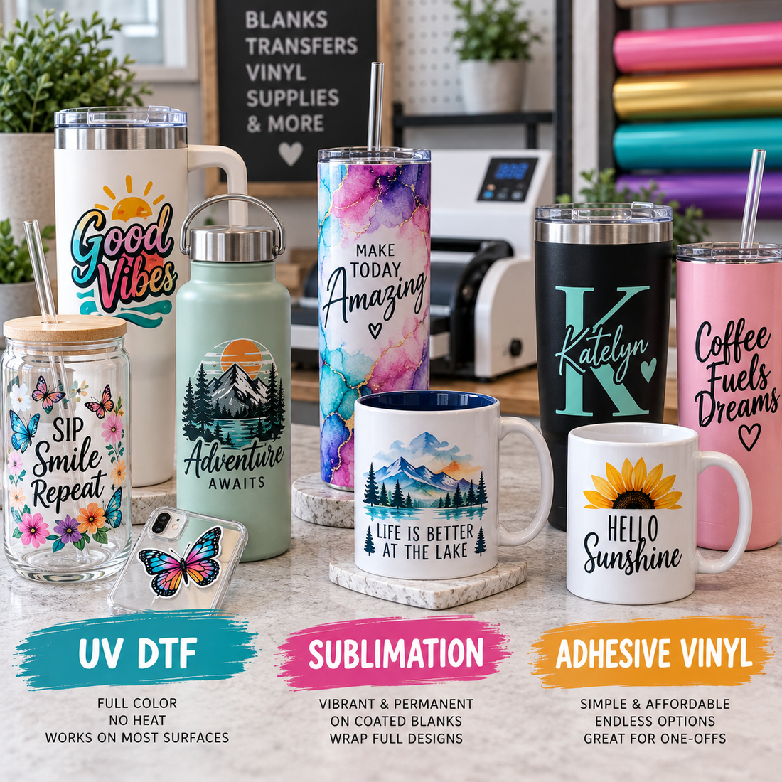 Decorating Water Bottles, Mugs, and Stanley-Style Cups: What Method Wins