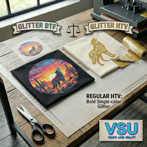 Glitter DTF vs. Regular Glitter HTV: A Side-by-Side Comparison