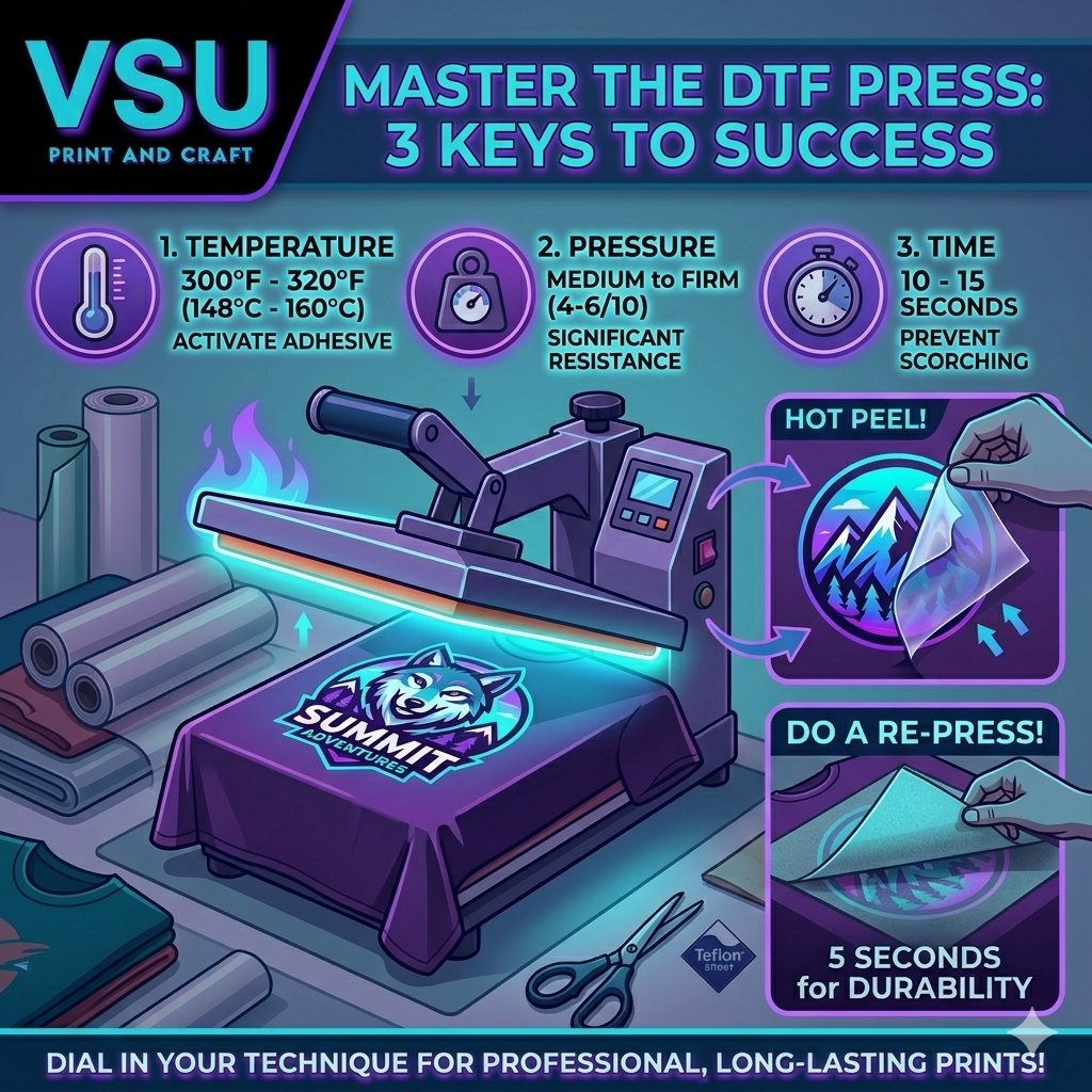 How to Press DTF Transfers Perfectly Every Time: Temperature, Pressure & Time Guide