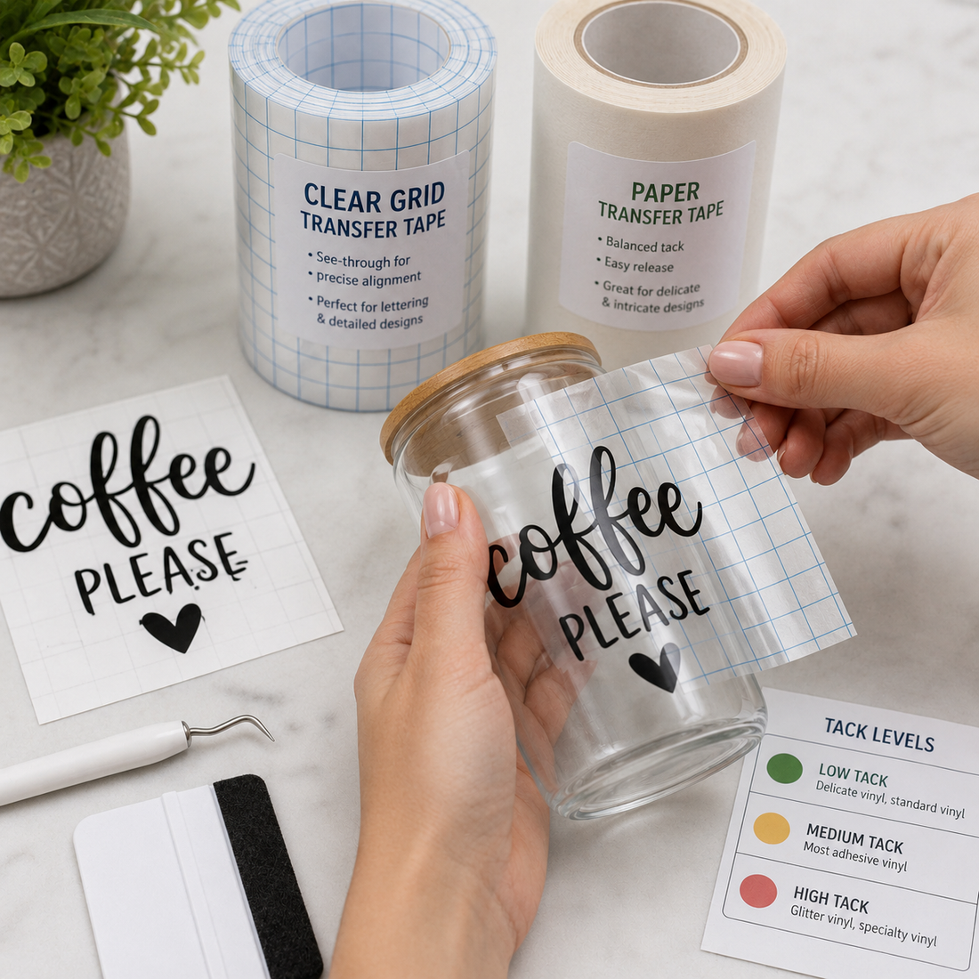Transfer Tape Guide: Choosing Between Clear Grid and Paper Tape